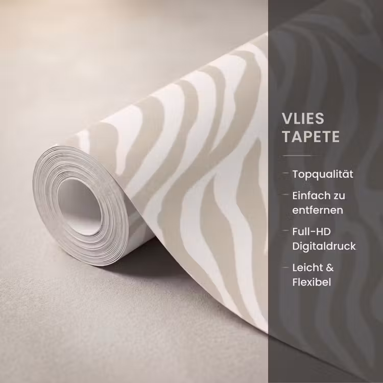 Zebra - Patroon - Beige Behang Vlies klein 1076 -USP_closeupDE