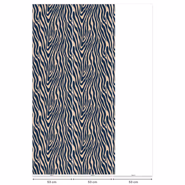 Zebra - Patroon - Blauw - Beige Behang Vlies klein 1076 -USP_banen