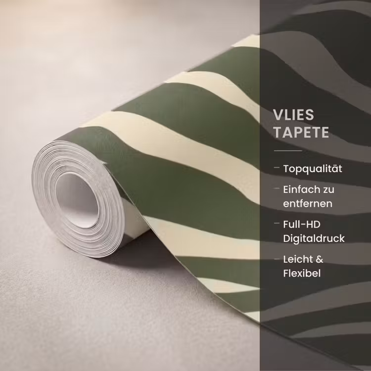 Zebra - Patroon - Groen Behang Vlies klein 1076 -USP_closeupDE