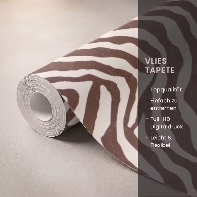 Zebra - Patroon - Zwart - Wit Behang Vlies klein 1076 -USP_closeupDE