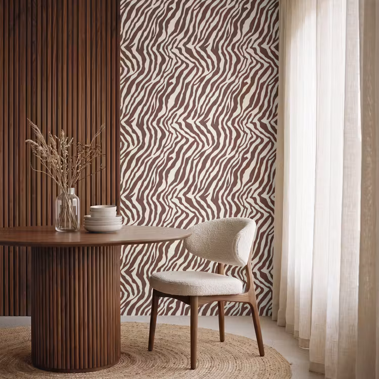 Zebra - Patroon - Zwart - Wit Behang Vlies klein 1076 -sfeer1
