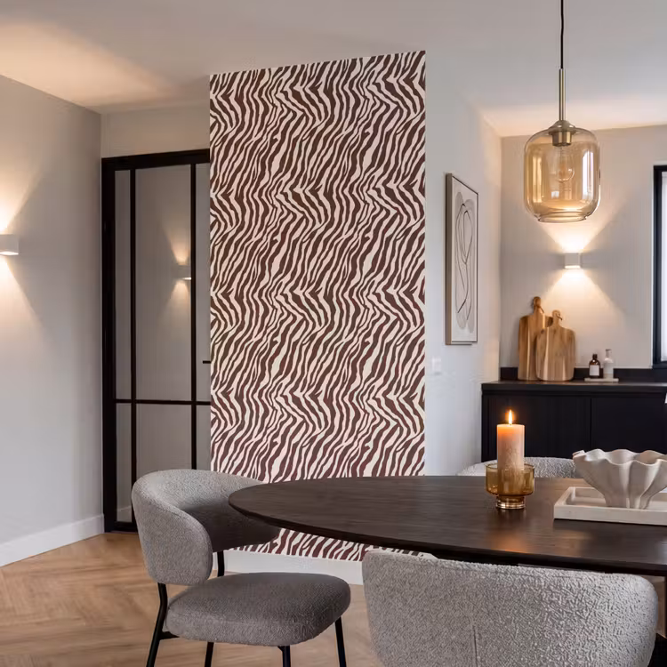 Zebra - Patroon - Zwart - Wit Behang Vlies klein 1076 -sfeer3