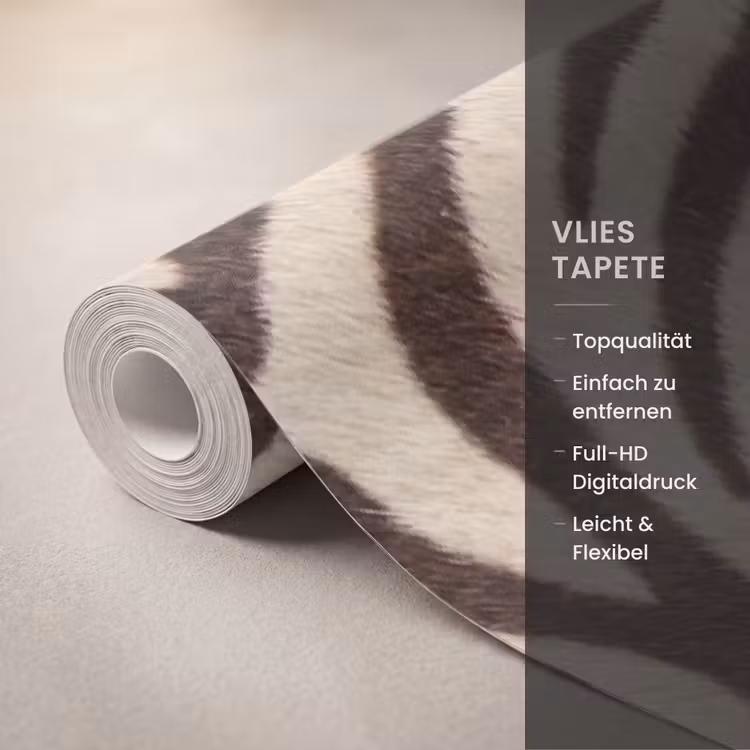 Zebra - Strepen - Bruin Behang Vlies klein -USP_closeupDE