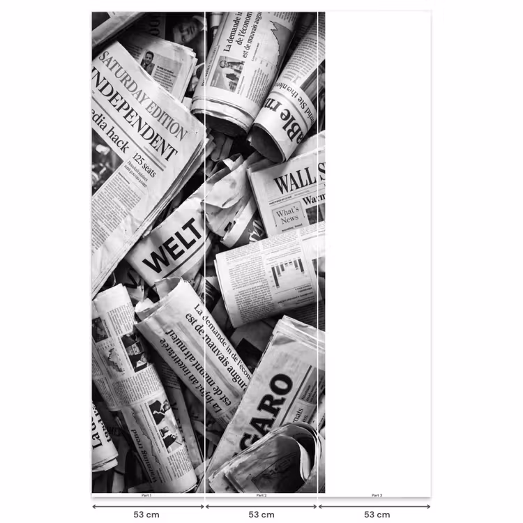 Krant - Stapel - Nieuws - Zwart-wit Behang Vlies klein -USP_banen