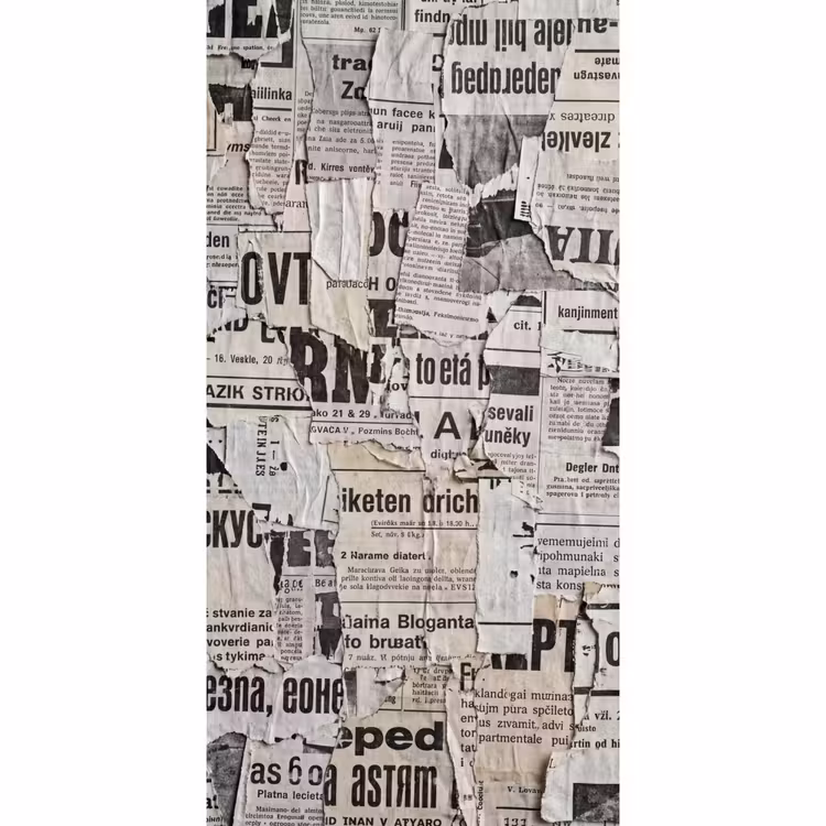 Krant - Gescheurd - Textuur - Abstract - Zwart-wit Behang Vlies klein -3d_website