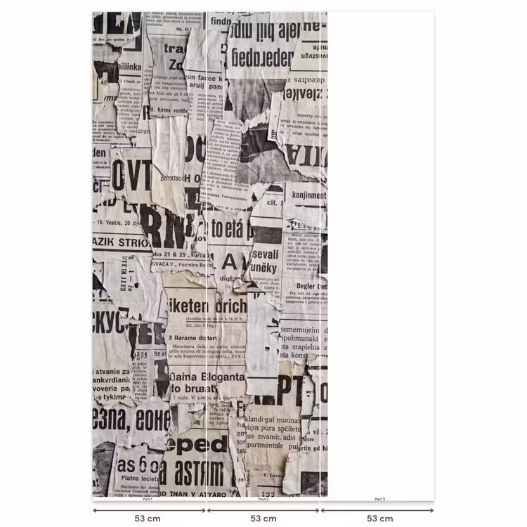 Krant - Gescheurd - Textuur - Abstract - Zwart-wit Behang Vlies klein -USP_banen
