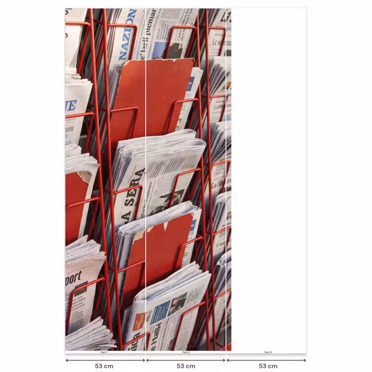 Kranten - Rek - Stedelijk - Dagelijks leven - Rood Behang Vlies klein -USP_banen