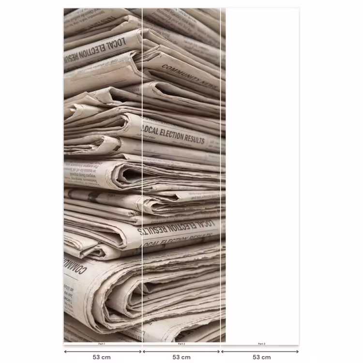 Kranten - Stapel - Nieuws - Vintage - Beige Behang Vlies klein -USP_banen