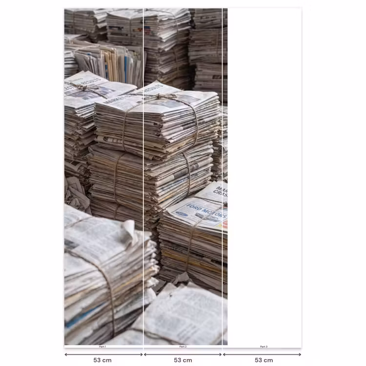 Kranten - Stapels - Touw - Informatie - Vintage Behang Vlies klein -USP_banen