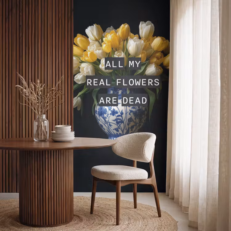 Quotes - Bloem - Tulp - Geel Behang Vlies klein -sfeer1