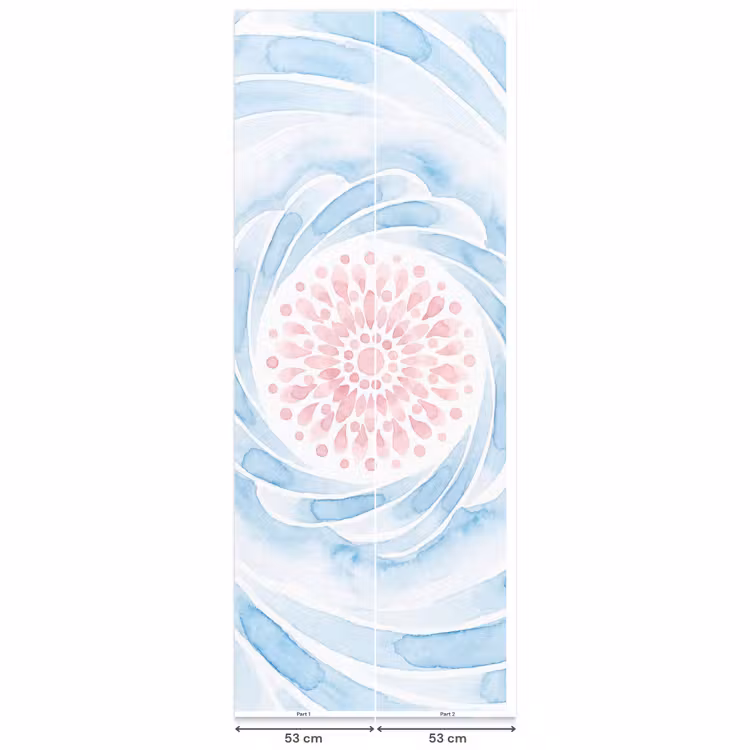 Abstract - Bloemvorm - Aquarel - Roze - Blauw Behang Vlies klein -USP_banen