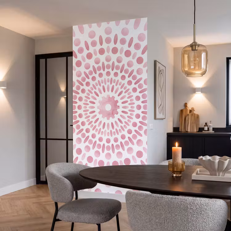 Abstract - Vormen - Patroon - Aquarel - Roze Behang Vlies klein -sfeer3