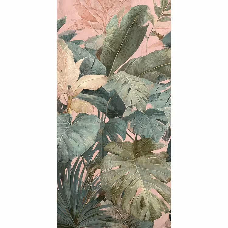 Compositie van bladeren - Groen - Roze Behang Vlies klein -3d_website