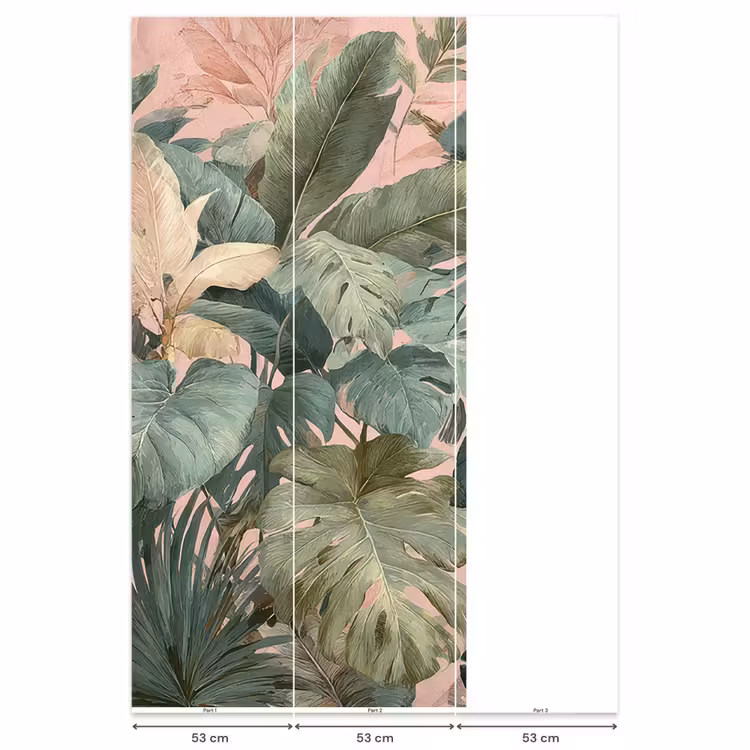 Compositie van bladeren - Groen - Roze Behang Vlies klein -USP_banen
