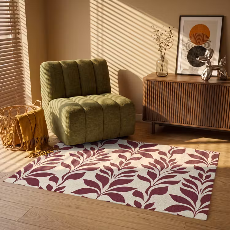 Abstract - Bladeren - Burgundy Vloerkleed Rechthoek klein 1091 -atmosphere_sfeer1_global