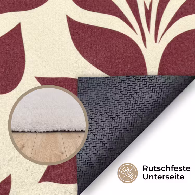 Abstract - Bladeren - Burgundy Vloerkleed Rechthoek klein 1091 -uniquesellingpoint_antislip_DE_DE
