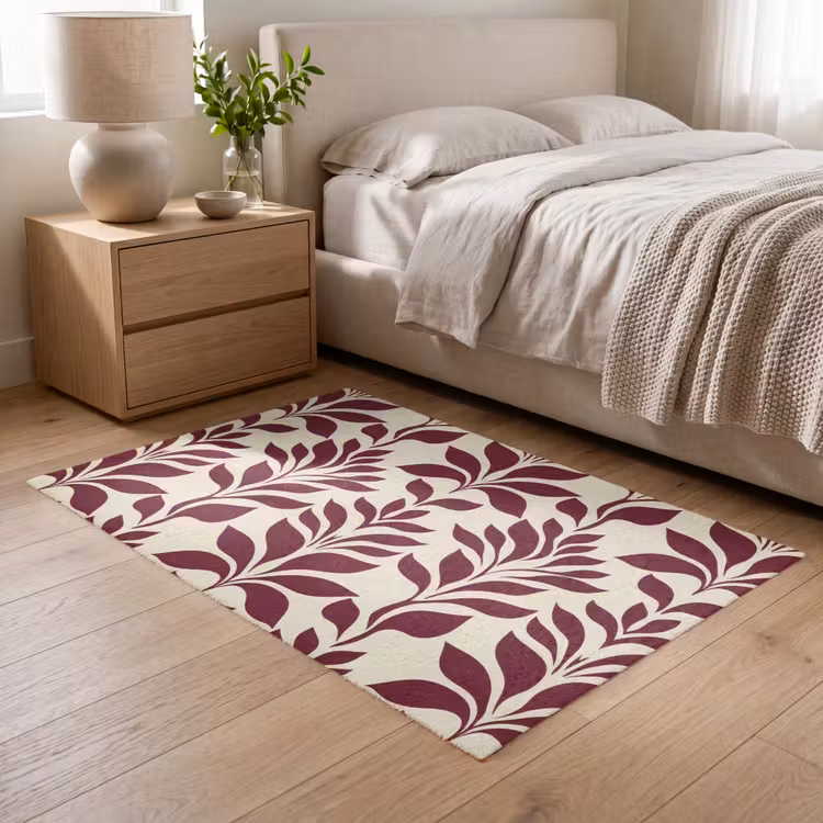 Abstract - Bladeren - Burgundy Vloerkleed Rechthoek klein 1091 -atmosphere_sfeer3_global