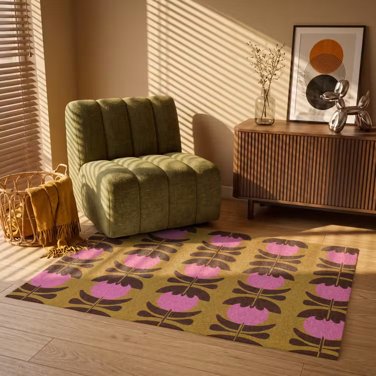 Abstract - Bloemen - Roze Vloerkleed Rechthoek klein 1091 -atmosphere_sfeer1_global