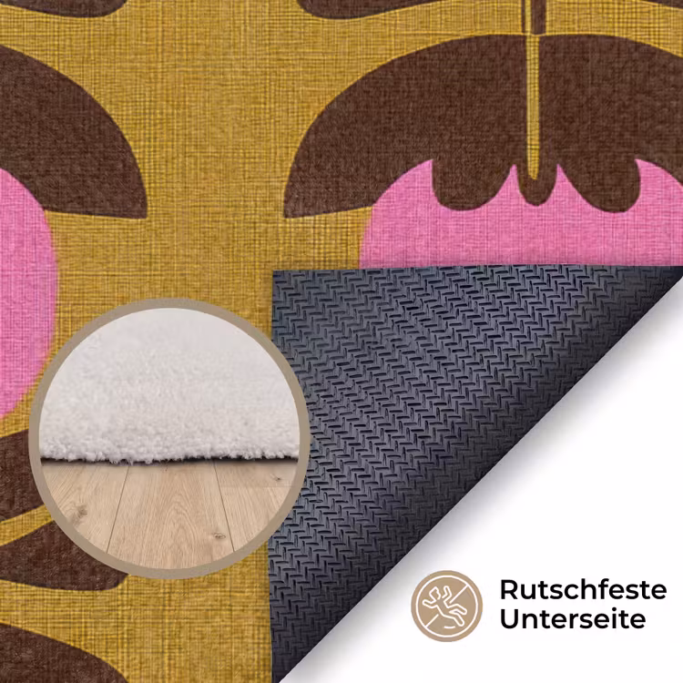 Abstract - Bloemen - Roze Vloerkleed Rechthoek klein 1091 -uniquesellingpoint_antislip_DE_DE