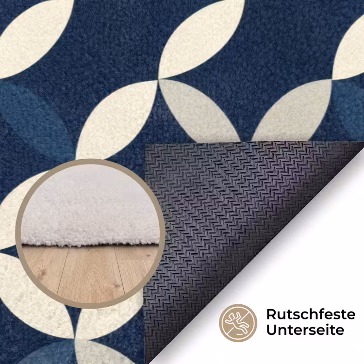 Abstract - Patroon - Blauw Vloerkleed Rechthoek klein 1091 -uniquesellingpoint_antislip_DE_DE