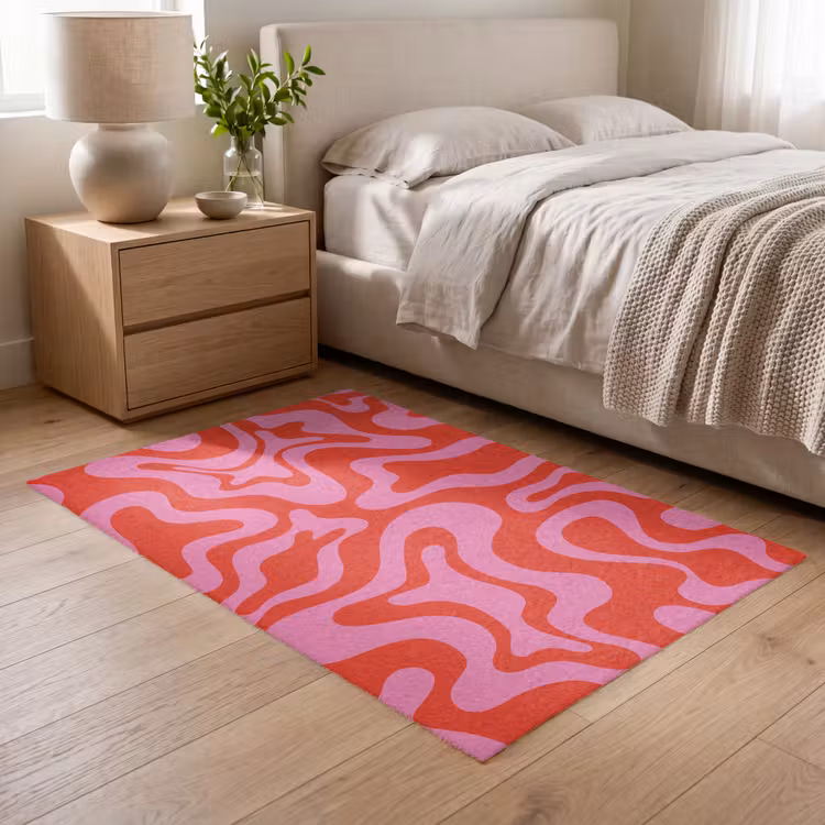 Abstract - Patroon - Rood - Roze - Minimalistisch Vloerkleed Rechthoek klein -atmosphere_sfeer3_global