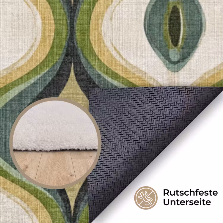 Abstract - Ritmisch - Groen Vloerkleed Rechthoek klein 1091 -uniquesellingpoint_antislip_DE_DE