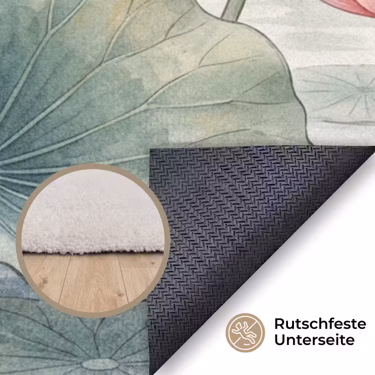 Aquarel - Lotusbloemen - Kleurrijk Vloerkleed Rechthoek klein -uniquesellingpoint_antislip_DE_DE