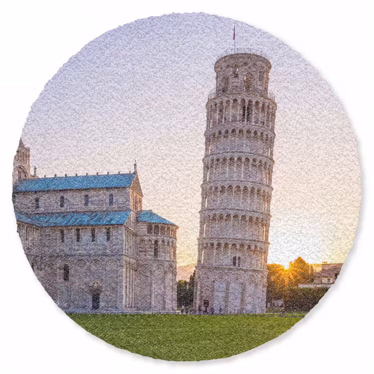Teppich - Architektur – Turm – Pisa – Italien – Sonnenuntergang - Architectuur - Toren - Pisa - Italië - Zonsondergang Vloerkleed Rond klein