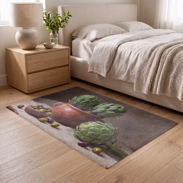 Teppich - Artischocken – Oliven – Essen - Artisjokken - Olijven - Eten Vloerkleed Rechthoek klein