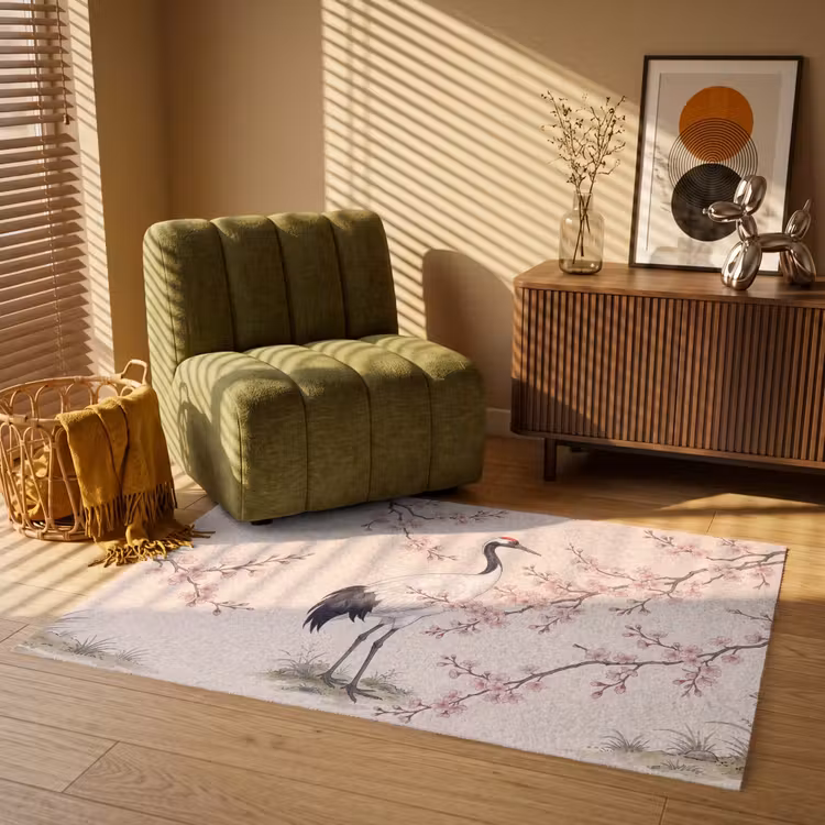 Aziatisch - Kraanvogel - Beige Vloerkleed Rechthoek klein -atmosphere_sfeer1_global