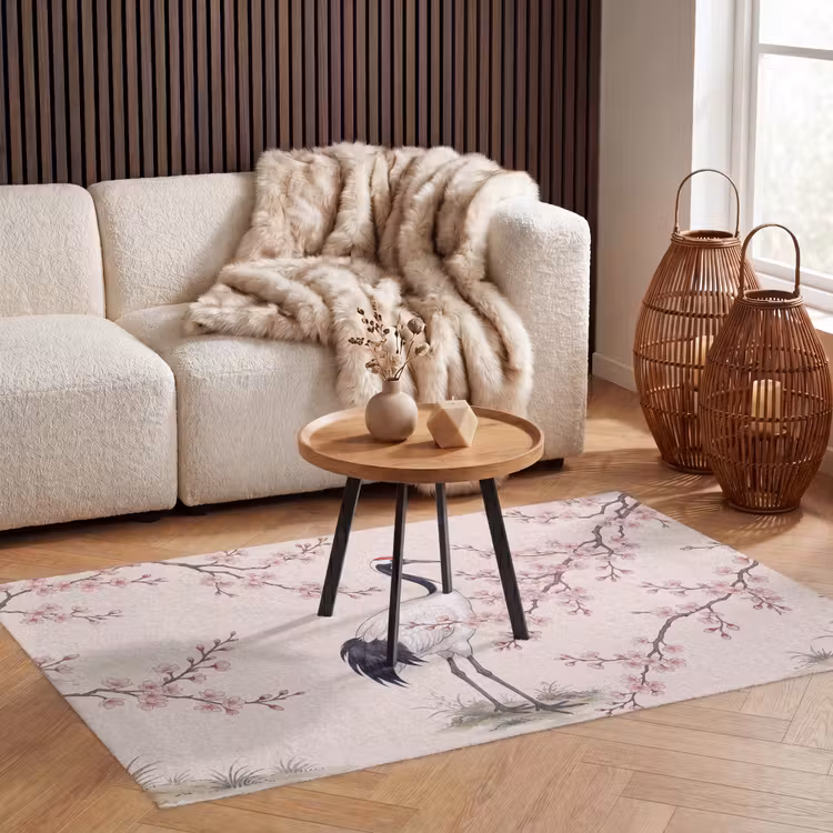 Aziatisch - Kraanvogel - Beige Vloerkleed Rechthoek klein -atmosphere_sfeer2_global