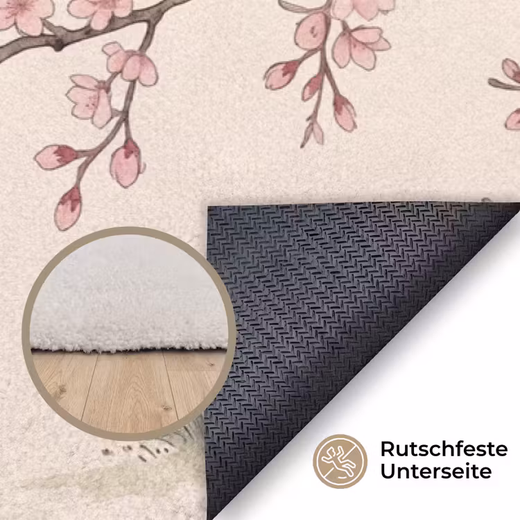 Aziatisch - Kraanvogel - Beige Vloerkleed Rechthoek klein -uniquesellingpoint_antislip_DE_DE
