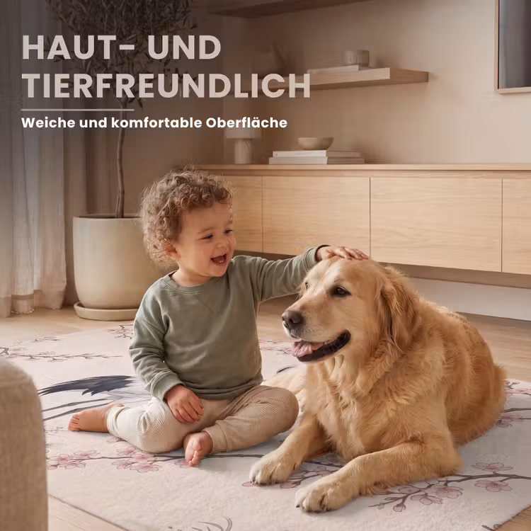 Aziatisch - Kraanvogel - Beige Vloerkleed Rechthoek klein -uniquesellingpoint_USP_zachtDE_DE