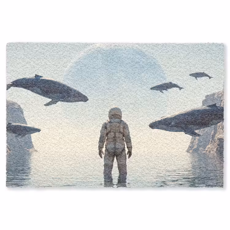 Teppich - Astronaut – Wal – Fantasie - Ruimtevaarder - Walvis - Fantasie Vloerkleed Rechthoek klein