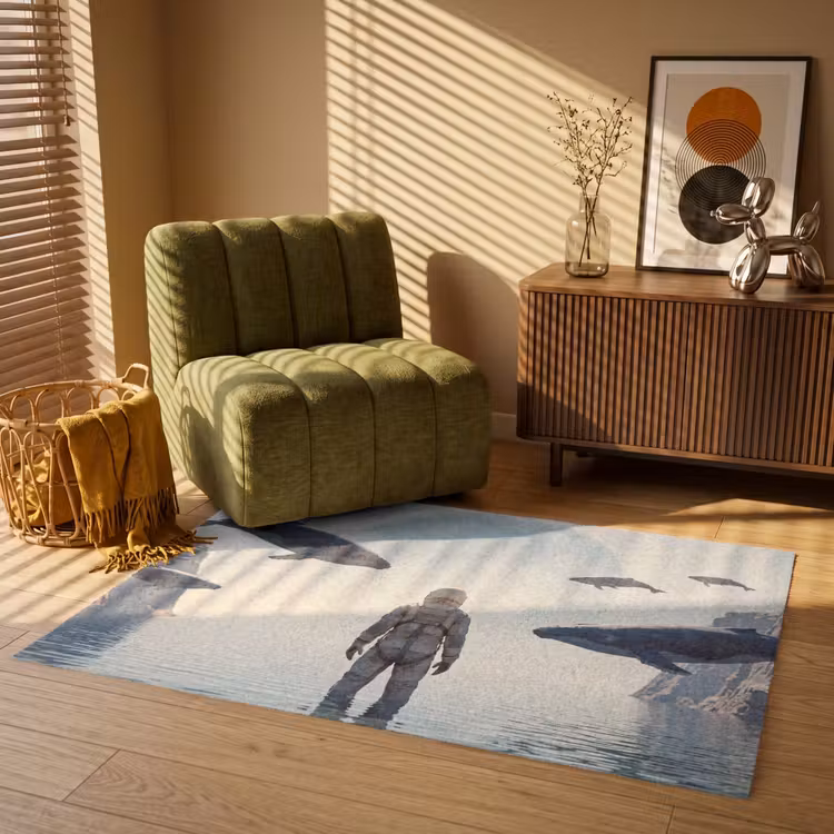 Teppich - Astronaut – Wal – Fantasie - Ruimtevaarder - Walvis - Fantasie Vloerkleed Rechthoek klein
