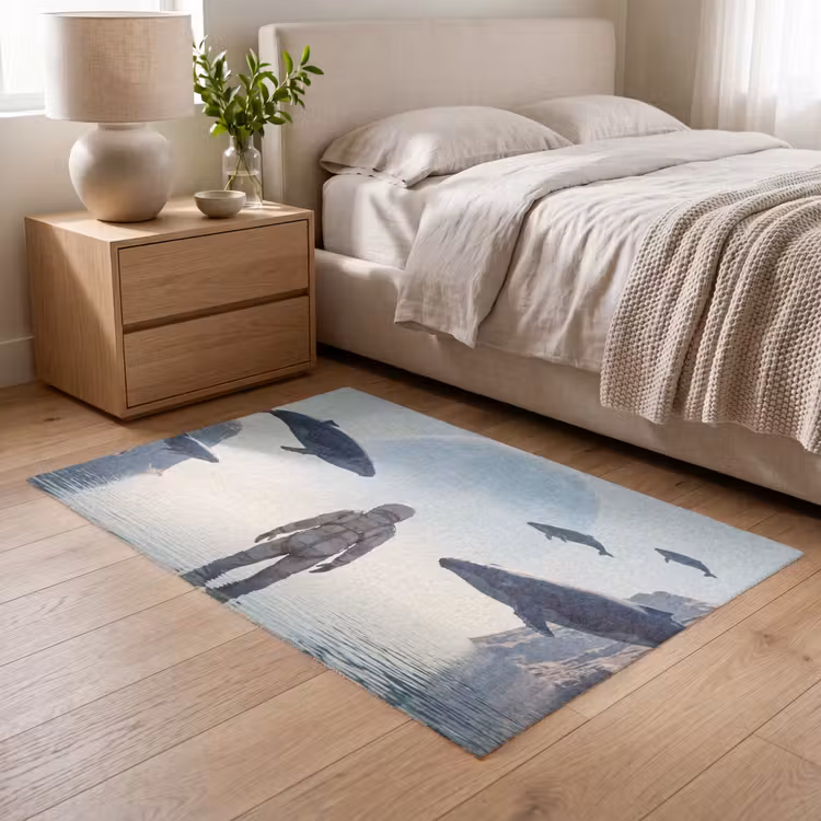 Teppich - Astronaut – Wal – Fantasie - Ruimtevaarder - Walvis - Fantasie Vloerkleed Rechthoek klein