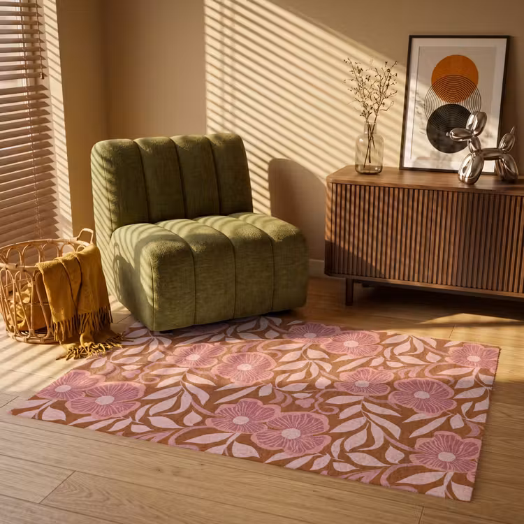 Sfeer - Bloemen - Roze Vloerkleed Rechthoek klein 1091 -atmosphere_sfeer1_global