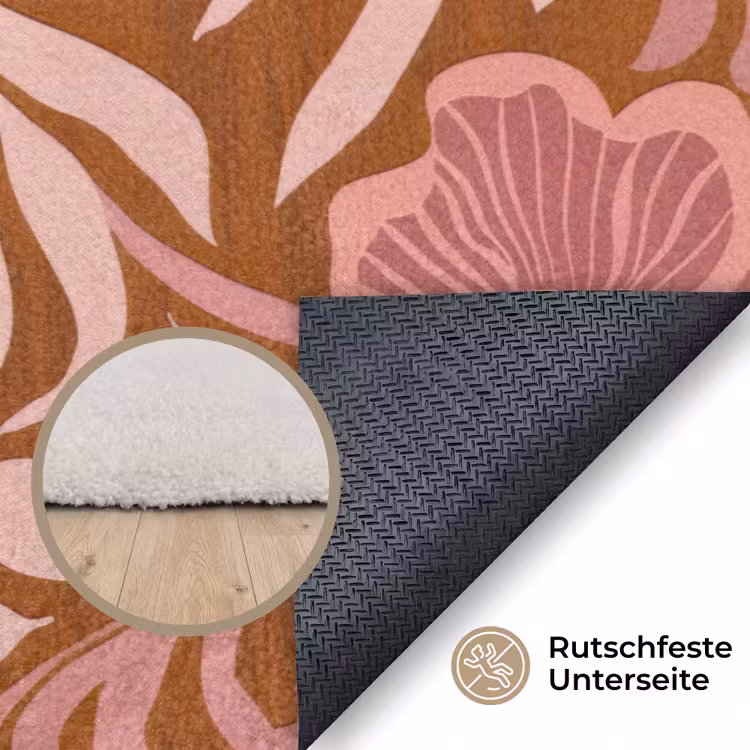 Sfeer - Bloemen - Roze Vloerkleed Rechthoek klein 1091 -uniquesellingpoint_antislip_DE_DE