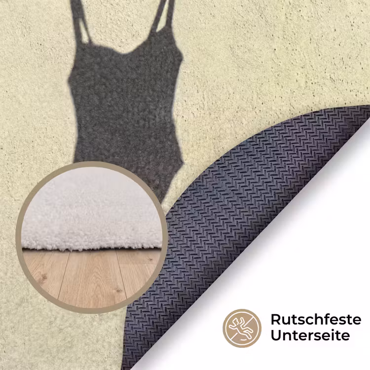 Teppich - Badeanzug – Schatten – Mauer – Sommer – Minimalistisch - Badpak - Schaduw - Muur - Zomer - Minimalistisch Vloerkleed Rond klein