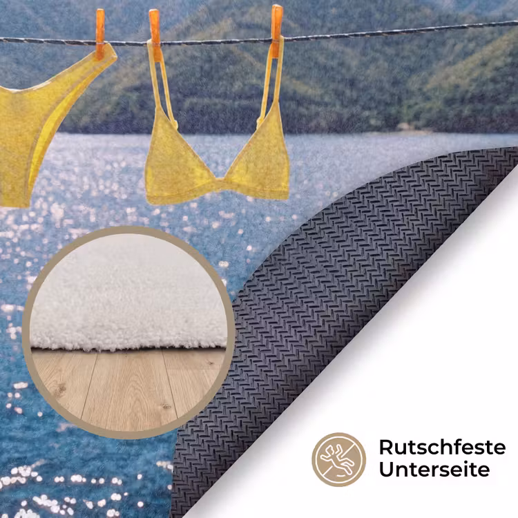 Teppich - Bademode – Bikini – Meer – Berge – Gelb - Badmode - Bikini - Zee - Bergen - Geel Vloerkleed Rond klein