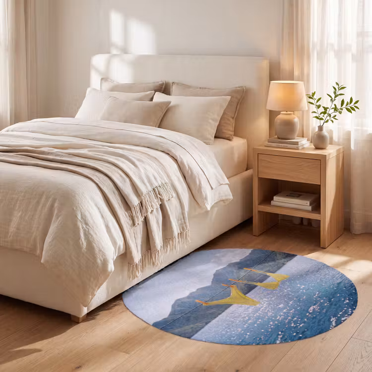 Teppich - Bademode – Bikini – Meer – Berge – Gelb - Badmode - Bikini - Zee - Bergen - Geel Vloerkleed Rond klein