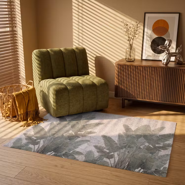 Bananenbladeren - Beton - Groen Vloerkleed Rechthoek klein -atmosphere_sfeer1_global