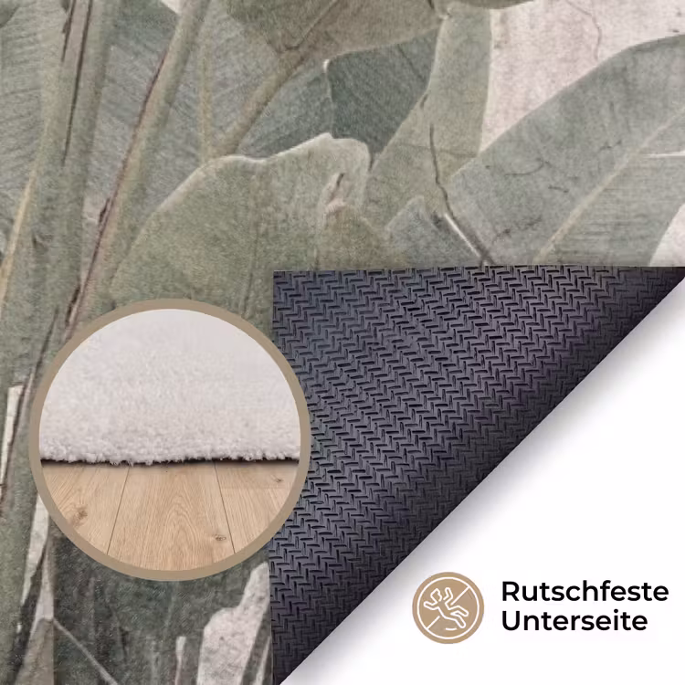 Bananenbladeren - Beton - Groen Vloerkleed Rechthoek klein -uniquesellingpoint_antislip_DE_DE