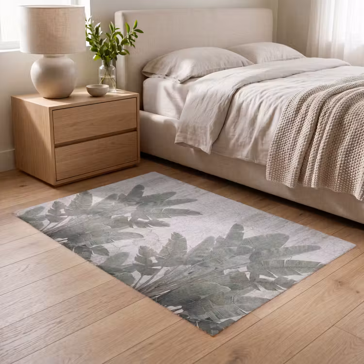 Bananenbladeren - Beton - Groen Vloerkleed Rechthoek klein -atmosphere_sfeer3_global