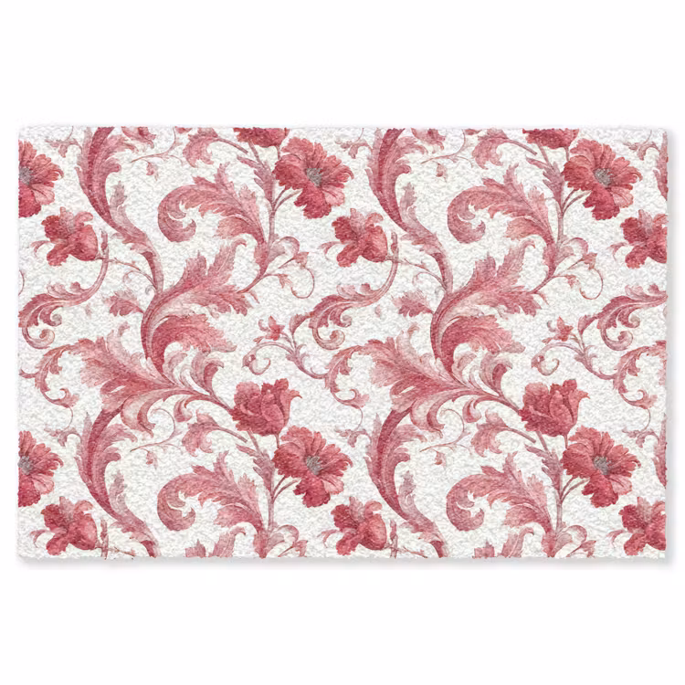 Barok - Patroon - Rood Vloerkleed Rechthoek klein 1091 -3d