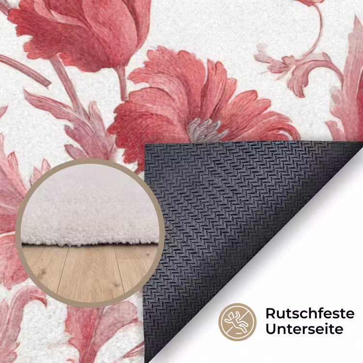 Barok - Patroon - Rood Vloerkleed Rechthoek klein 1091 -uniquesellingpoint_antislip_DE_DE