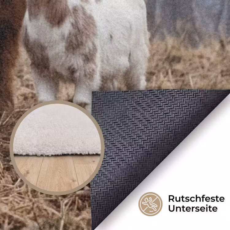 Boerderijdieren - Groep - Mist - Natuur - Rustiek Vloerkleed Rechthoek klein -uniquesellingpoint_antislip_DE_DE