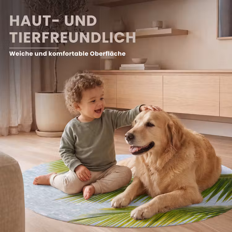 Teppich - Baum – Blätter – Wasser – tropisch – grün - Boom - Bladeren - Water - Tropisch - Groen Vloerkleed Rond klein