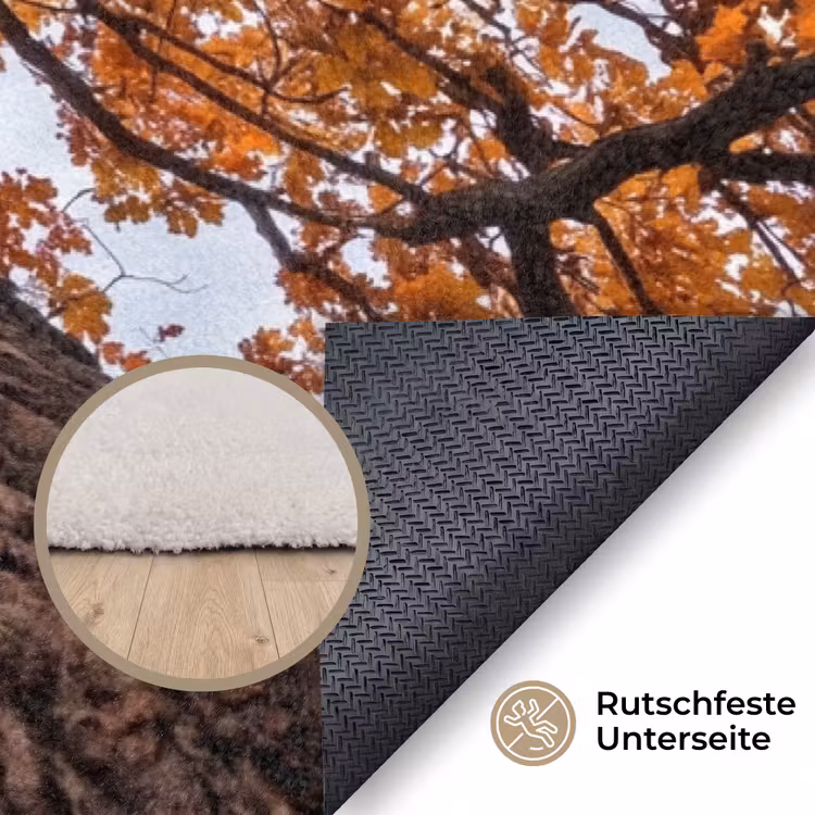 Boom - Bladerdak - Herfst - Oranje - Sfeervol Vloerkleed Rechthoek klein -uniquesellingpoint_antislip_DE_DE