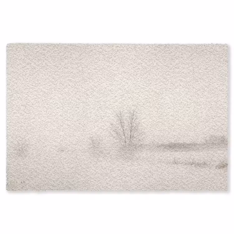Boom - Mist - Sneeuw - Winter - Minimalistisch Vloerkleed Rechthoek klein -3d
